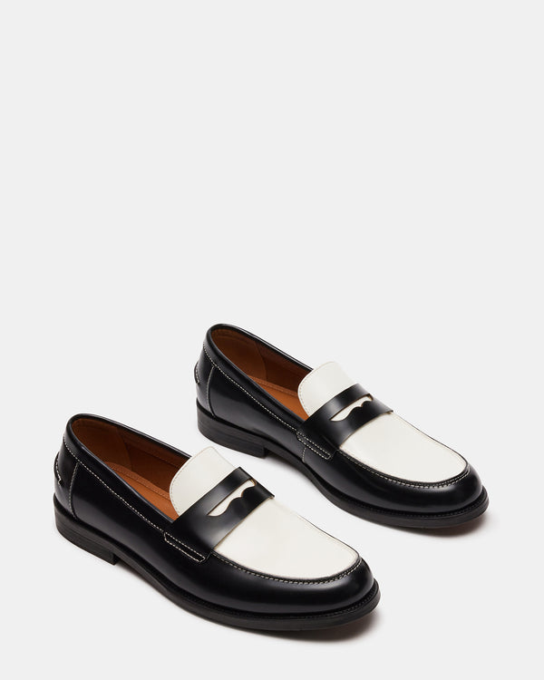 Steve Madden Natan Black/white Leather NATANBLACK/WHITELEATHER MEN'S SHOES