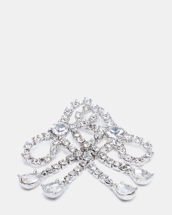 Steve Madden Rhinestone Bow Earrings Silver RHINESTONEBOWEARRINGS