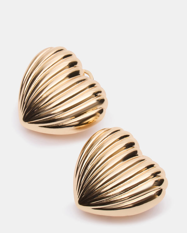 Steve Madden Ribbed Heart Earrings Gold RIBBEDHEARTEARRINGS
