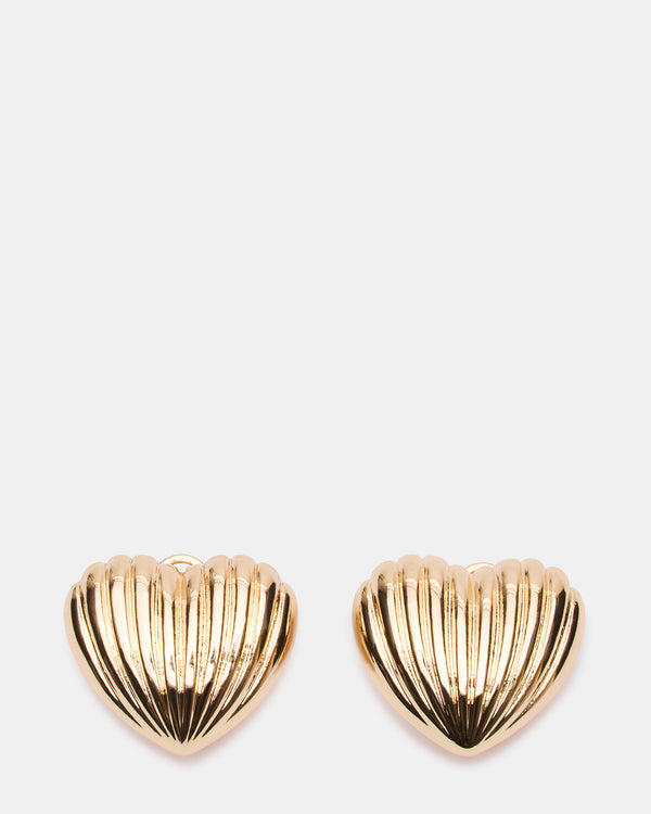 Steve Madden Ribbed Heart Earrings Gold RIBBEDHEARTEARRINGS