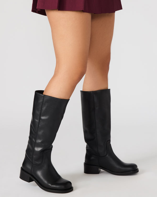 Steve Madden Riggs Black Leather Wide Calf RIGGSWIDECALF