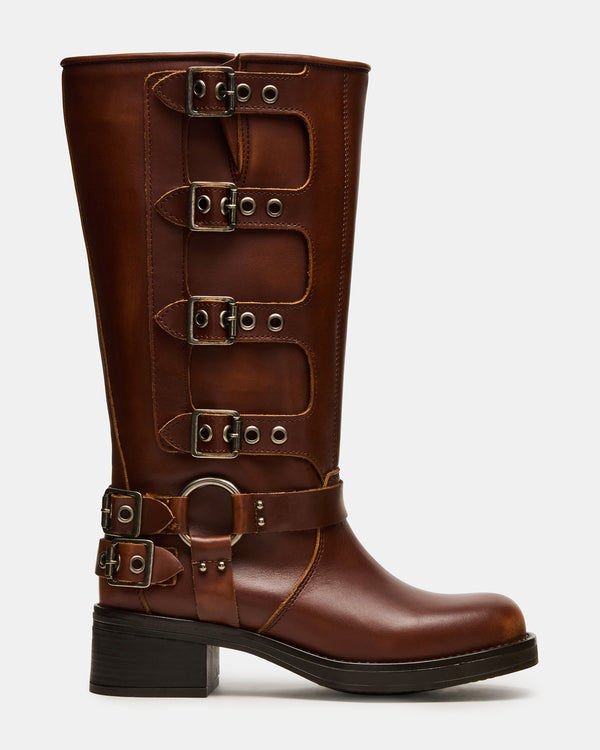 Steve Madden Rocky Cognac Distressed Wide Calf ROCKYWIDECALF