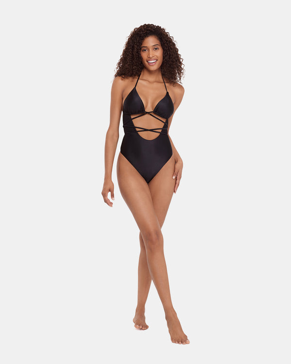 Steve Madden Shine Bright One Piece Swimsuit Raven SHINEBRIGHTONEPIECESWIMSUIT