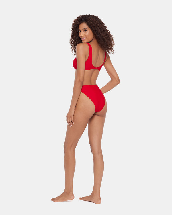 Steve Madden Sleek 'n Chic High Waisted Bikini Bottom Cherry SLEEK'NCHICHIGHWAISTEDBIKINIBOTTOMCHERRY