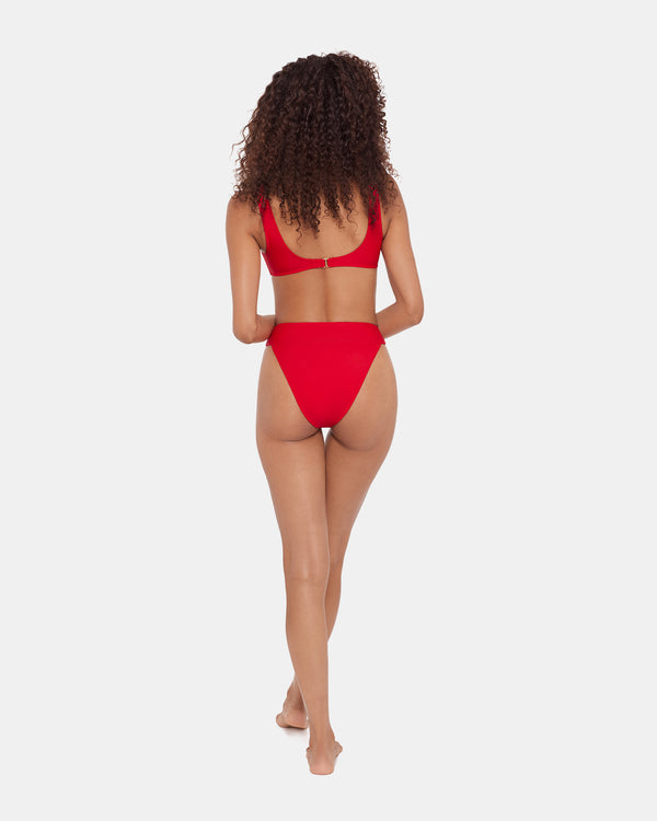 Steve Madden Sleek 'n Chic High Waisted Bikini Bottom Cherry SLEEK'NCHICHIGHWAISTEDBIKINIBOTTOMCHERRY