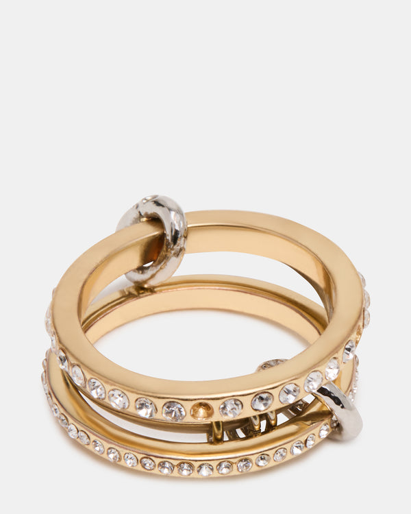Steve Madden Stacked Rhinestone Ring Gold Multi STACKEDRHINESTONERING