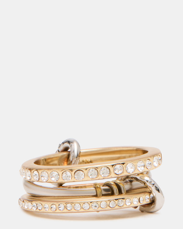 Steve Madden Stacked Rhinestone Ring Gold Multi STACKEDRHINESTONERING