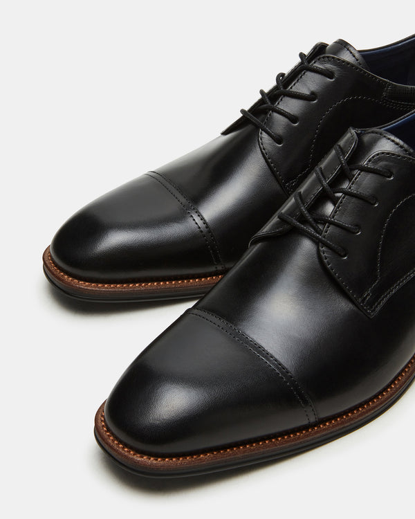 Steve Madden Hasen Black Leather HASEN MEN'S SHOES