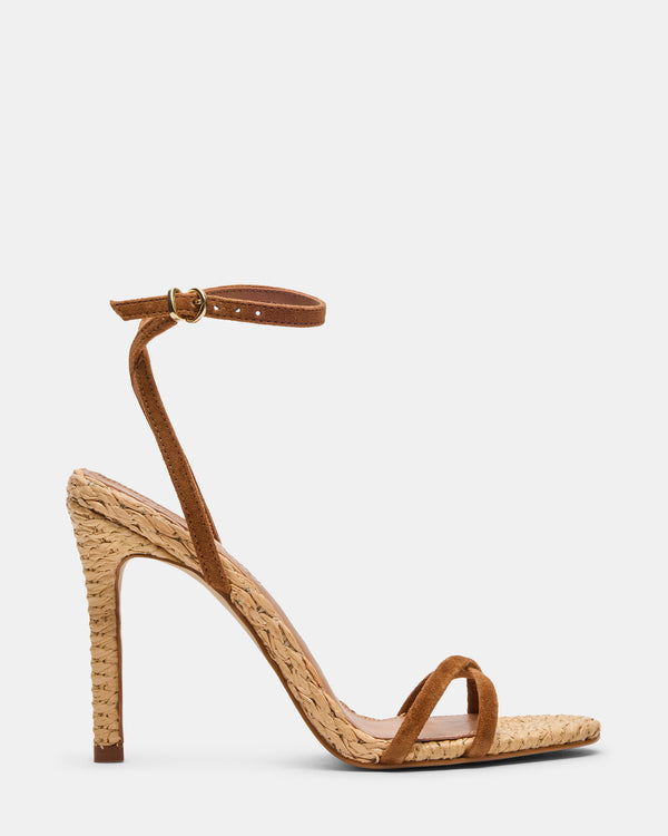 Steve Madden Jypsey Chestnut Suede Raffia