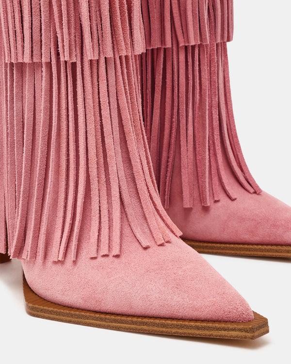 Steve Madden Kinzee Fringe Pink Suede KINZEEFRINGE
