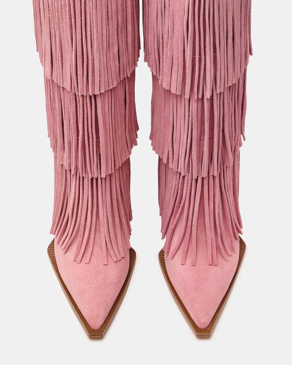 Steve Madden Kinzee Fringe Pink Suede KINZEEFRINGE