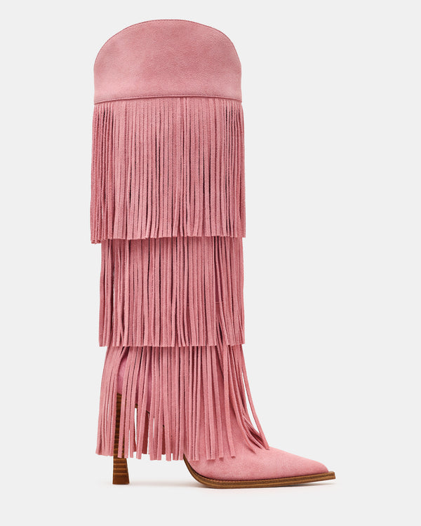 Steve Madden Kinzee Fringe Pink Suede KINZEEFRINGE
