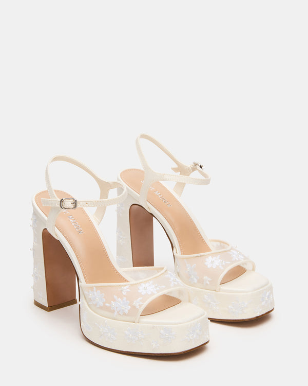 Steve Madden Liandra Embellished White Mesh