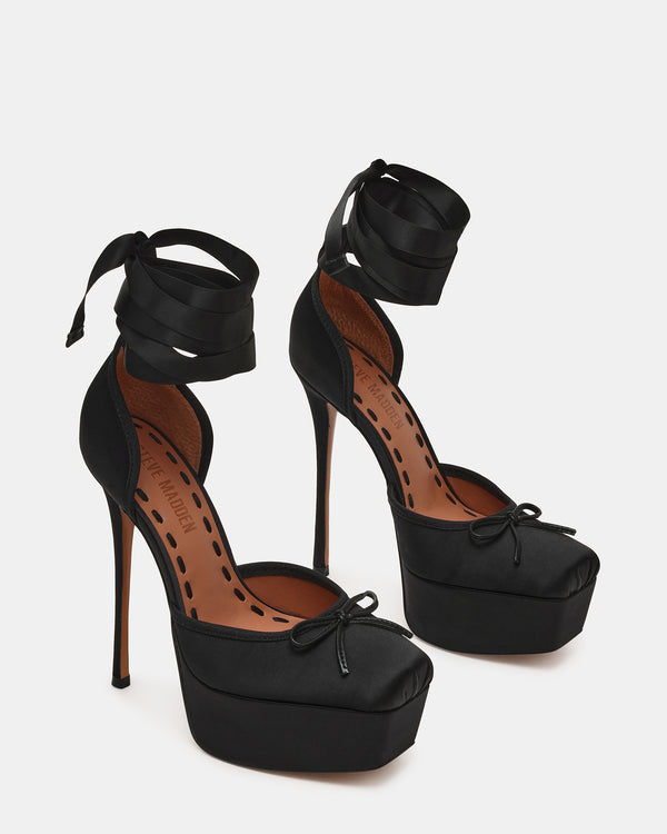 Steve Madden Listen Black Satin