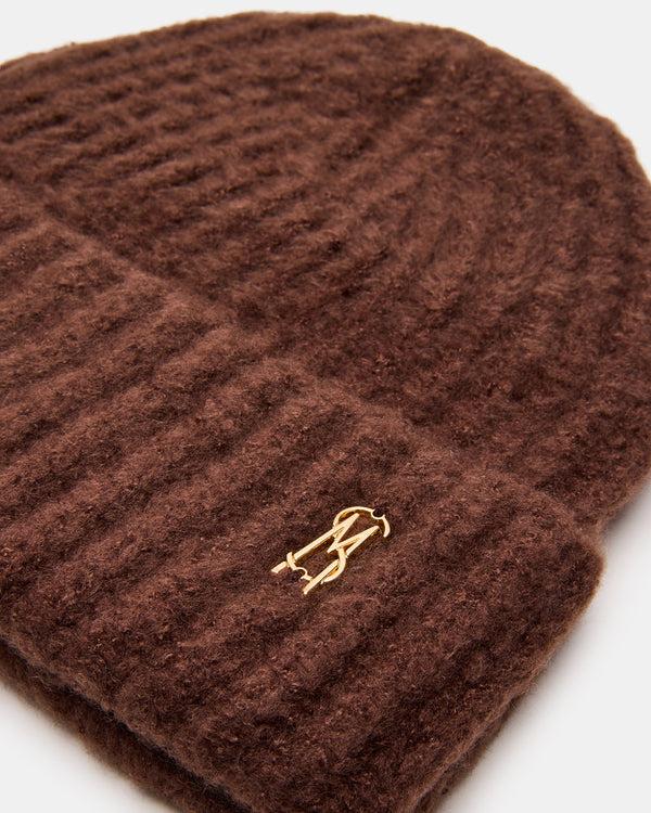 Steve Madden Logo Beanie Dark Brown LOGOBEANIE