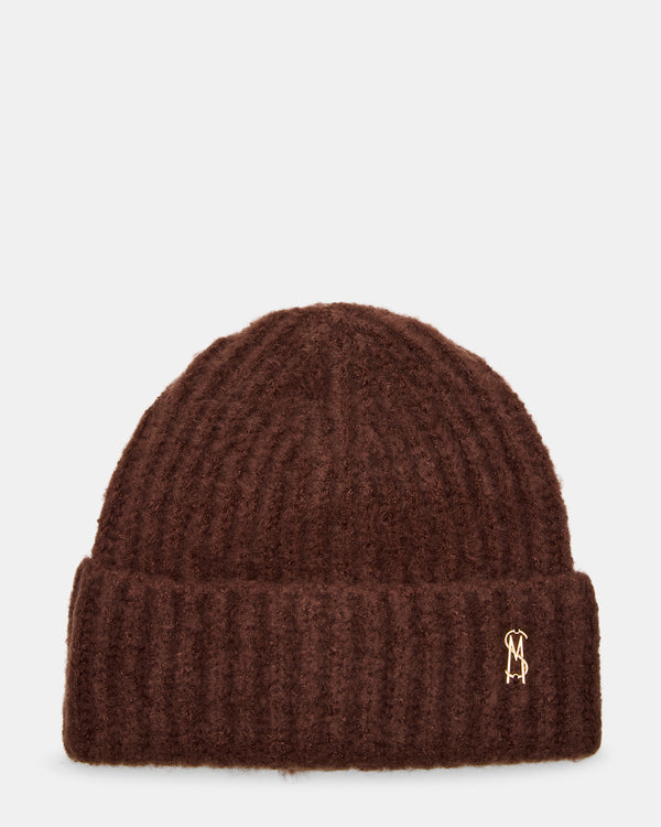 Steve Madden Logo Beanie Dark Brown LOGOBEANIE
