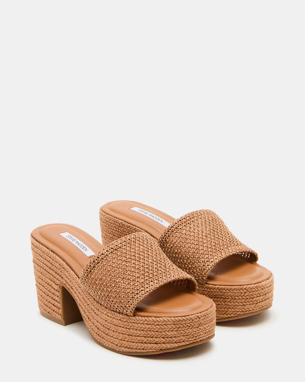 Steve Madden Trippy Cognac Raffia TRIPPYRAFFIA