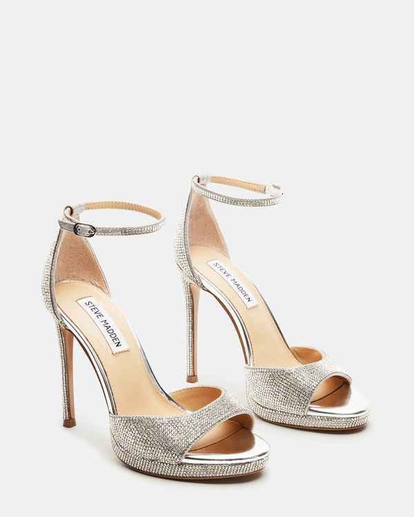 Steve Madden Wiley Silver Rhinestones