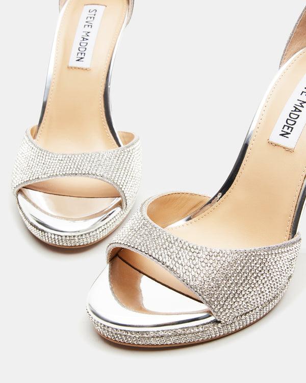Steve Madden Wiley Silver Rhinestones