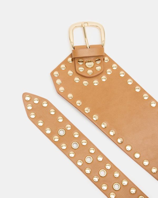 Steve Madden Studded Wide Waist Belt Brown STUDDEDWIDEWAISTBELT