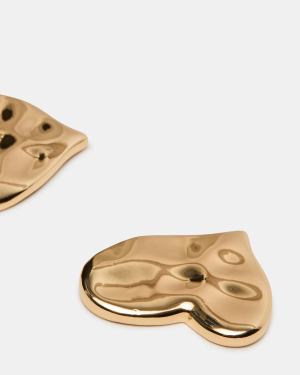 Steve Madden Textured Heart Stud Earrings Gold TEXTUREDHEARTSTUDEARRINGS