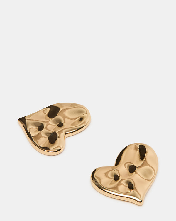 Steve Madden Textured Heart Stud Earrings Gold TEXTUREDHEARTSTUDEARRINGS
