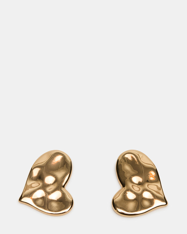 Steve Madden Textured Heart Stud Earrings Gold TEXTUREDHEARTSTUDEARRINGS