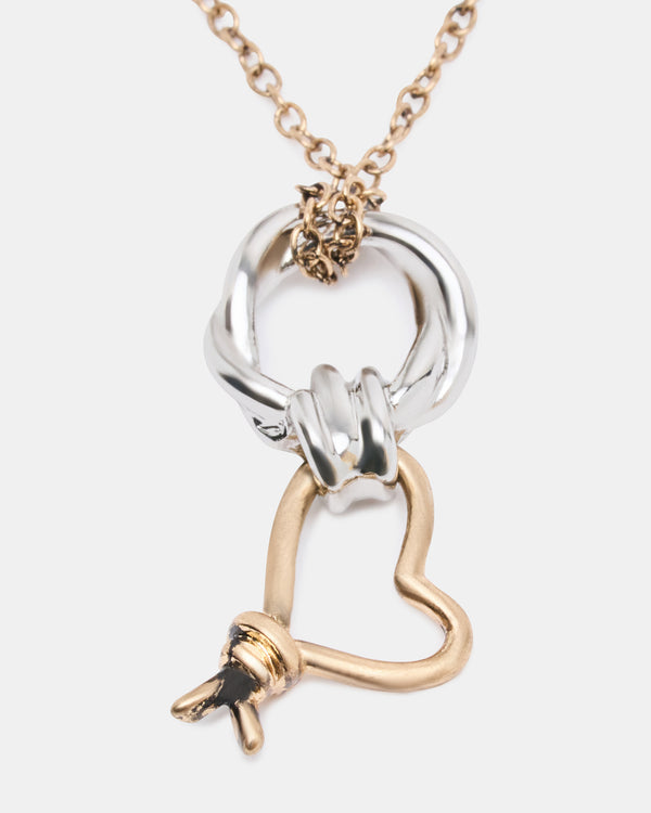 Steve Madden Two Tone Knot Heart Pendant Necklace TWOTONEKNOTHEARTPENDANTNECKLACE