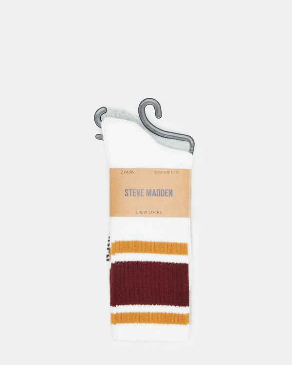 Steve Madden Varsity Crew Socks Bone Multi VARSITYCREWSOCKS
