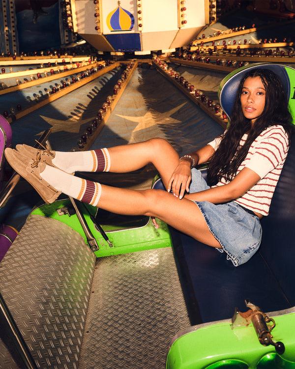 Steve Madden Varsity Crew Socks Bone Multi VARSITYCREWSOCKS