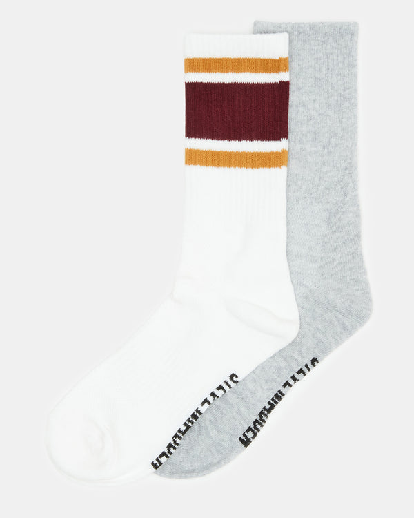 Steve Madden Varsity Crew Socks Bone Multi VARSITYCREWSOCKS