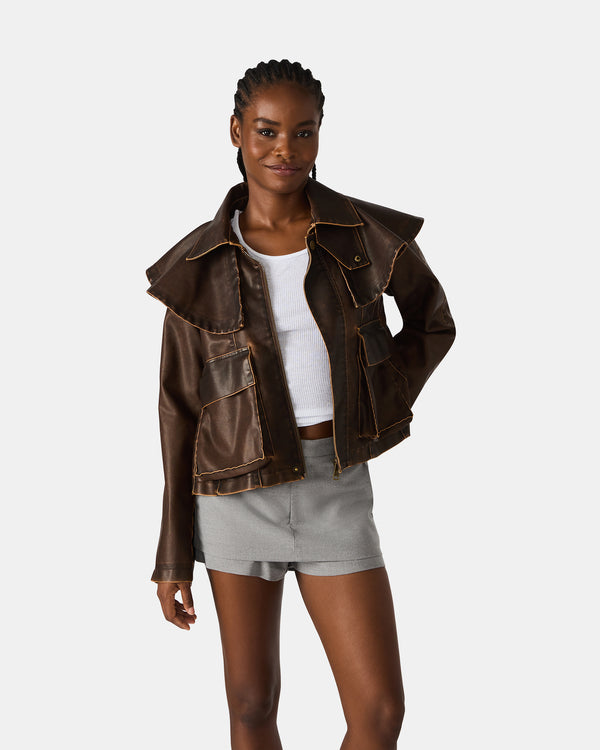 Steve Madden Varvara Jacket Chocolate VARVARAJACKET