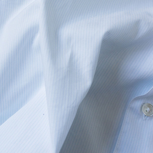 Steven Alan Short Sleeve Single Needle Shirt Blue Micro Stripe