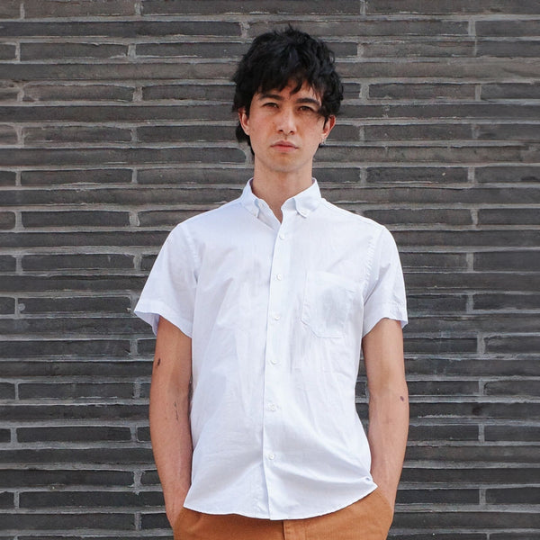 steven alan Short Sleeve Single Needle Shirt Blue Micro Stripe