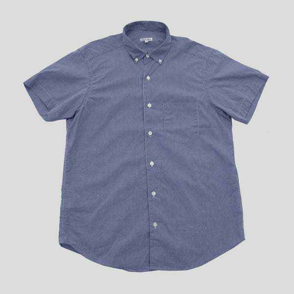 Steven Alan Short Sleeve Single Needle Shirt Micro Gingham Blue