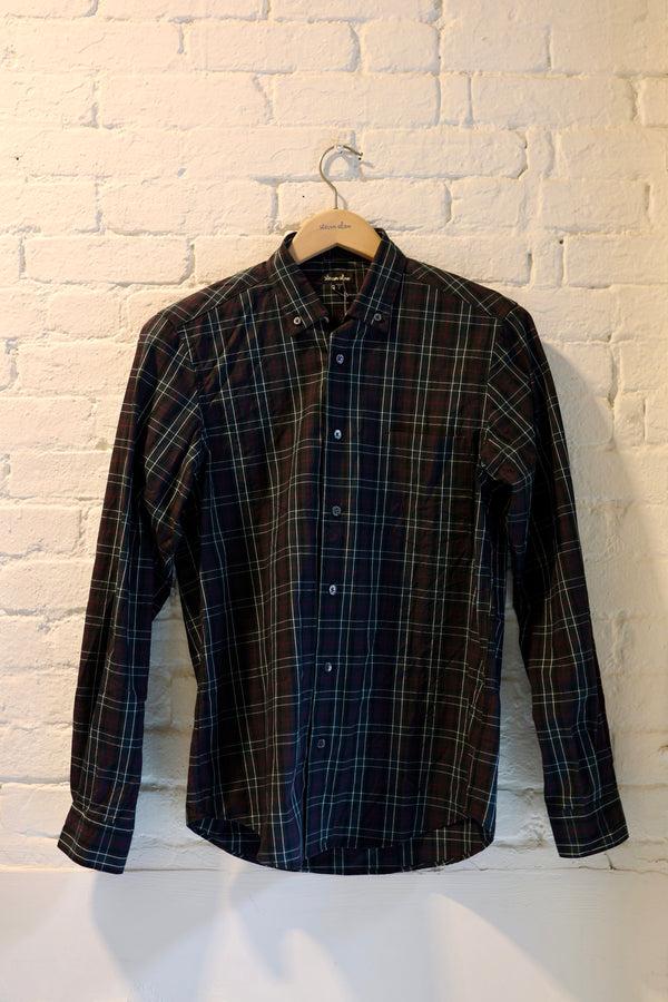 Steven Alan Single Needle Shirt Navy Plaid