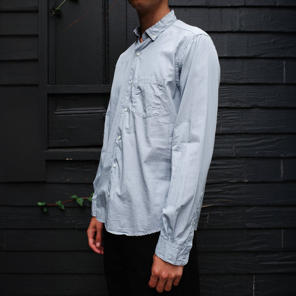 Steven Alan Single Needle Shirt Stripe Nardo Grey