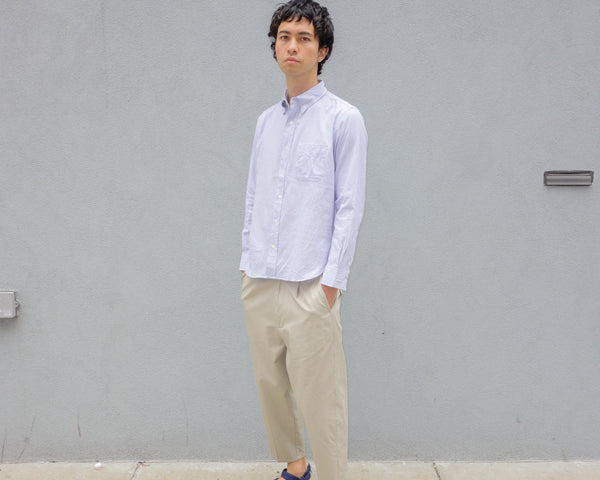 Steven Alan The Collegiate Shirt Gray Dry Weave