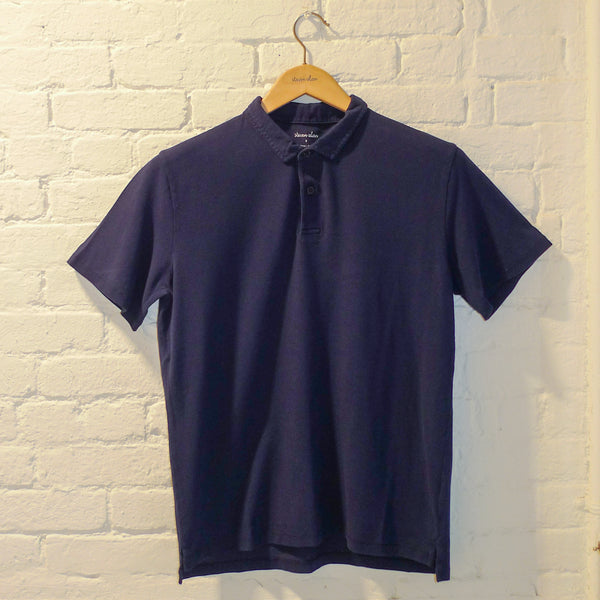 Steven Alan The Cropped Collar Polo Navy