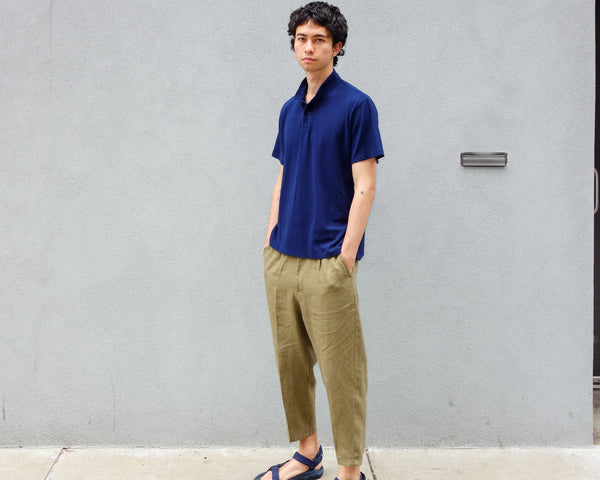 Steven Alan The Cropped Collar Polo Navy