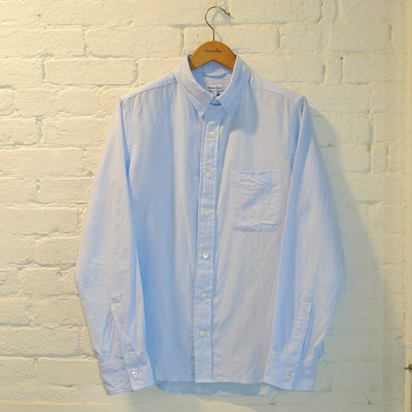 Steven Alan The Tab Collar Shirt Blue Dry Weave