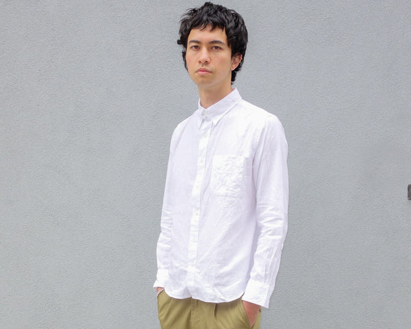 Steven Alan The Tab Collar Shirt White Dry Weave