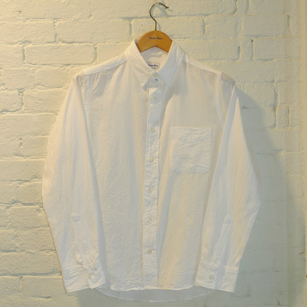 Steven Alan The Tab Collar Shirt White Dry Weave
