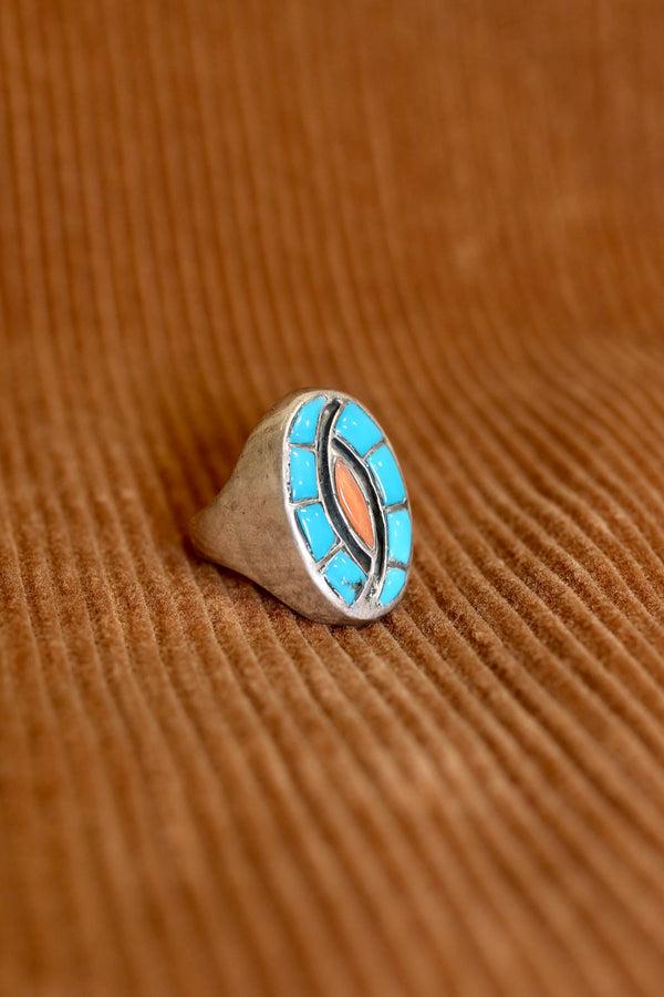 steven alan Turquoise and Coral Ring
