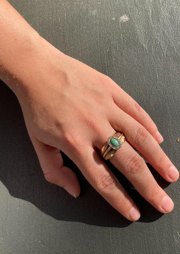 Steven Alan Vintage Turquoise And Diamond Ring