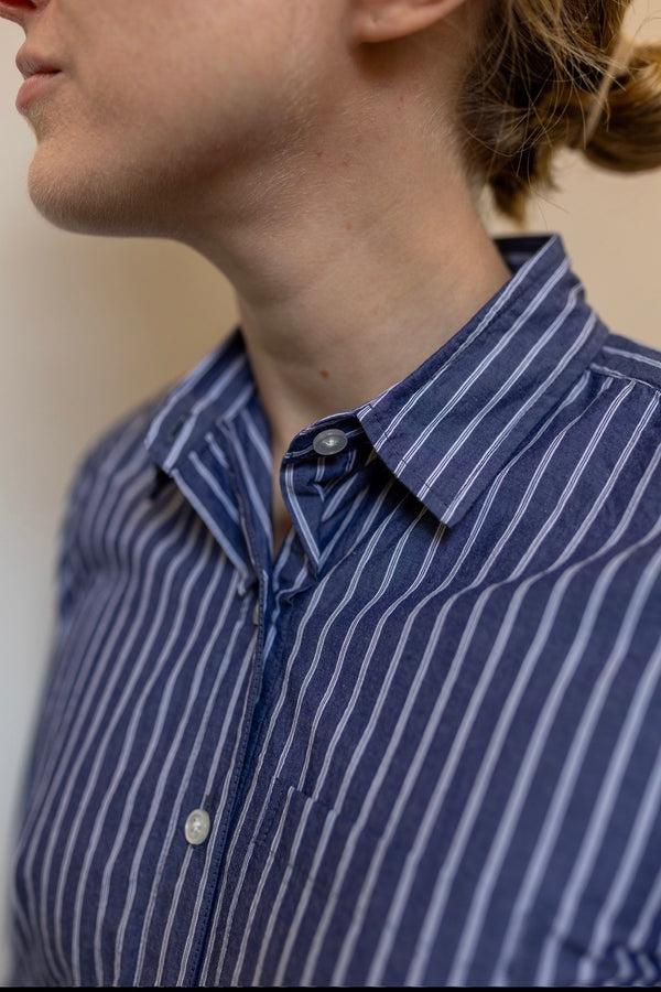 Steven Alan Women's Reverse Seam Deep Blue Stripe