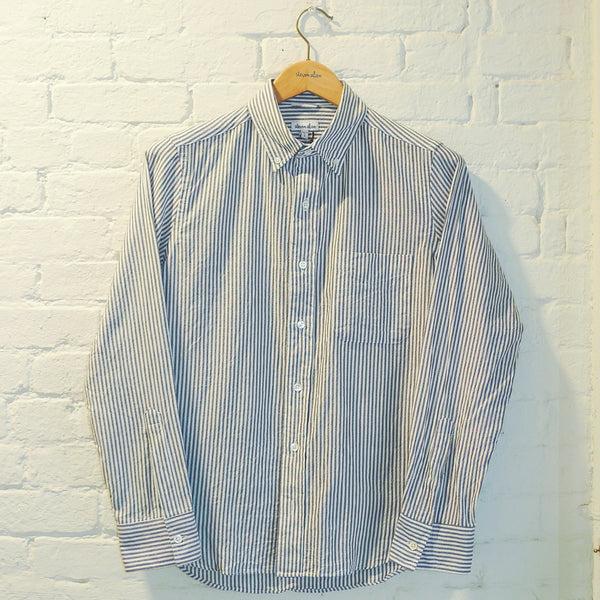 Steven Alan The Collegiate Shirt Gray Stripe Dry Weave