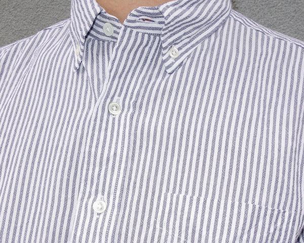 Steven Alan The Collegiate Shirt Gray Stripe Dry Weave