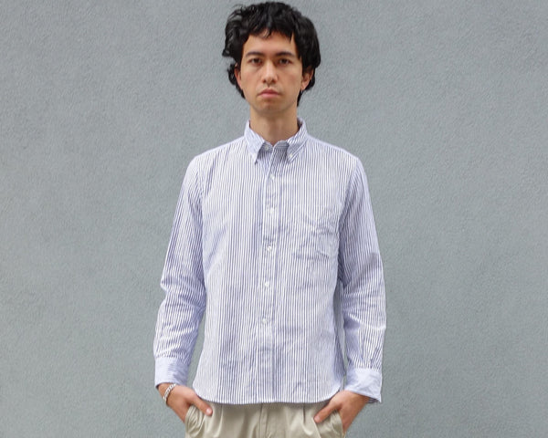 steven alan The Collegiate Shirt Gray Stripe Dry Weave