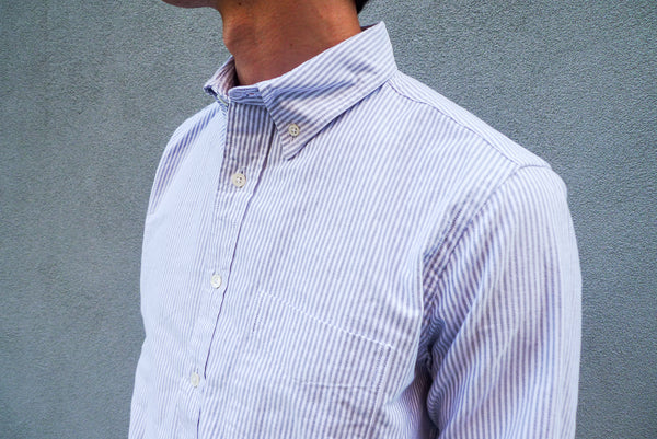 Steven Alan The Collegiate Shirt Gray/White Stripe Oxford